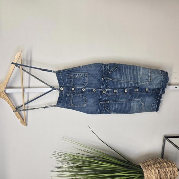 Abercrombie & Fitch Denim Button-Front Suspender Dress‎ Size 2 - Picture 1 of 5
